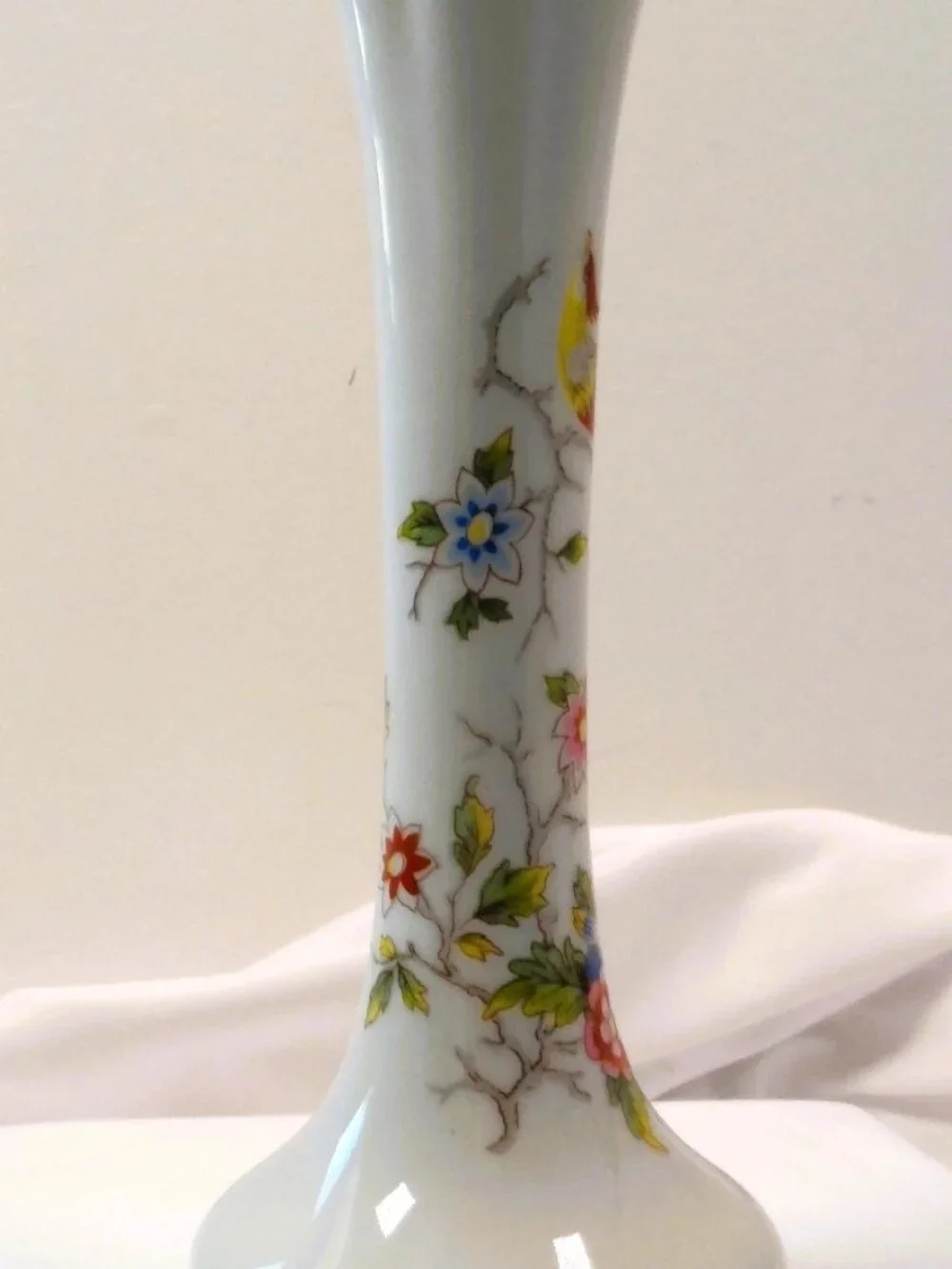 Vintage Bud Vase Rochard Limoges France Porcelain Floral + Peacock 7.75